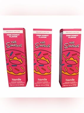 The Simpsons HiSmile Pink Donut Toothpaste, Sodium Fluoride 3.5oz, 3 boxes
